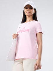 Women Spykar Pink Graphic Regular Fit T-Shirt