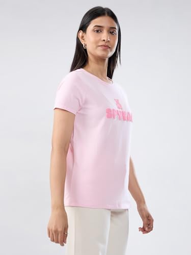 Women Spykar Pink Graphic Regular Fit T-Shirt