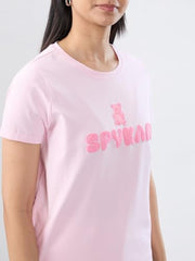 Women Spykar Pink Graphic Regular Fit T-Shirt
