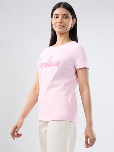 Women Spykar Pink Graphic Regular Fit T-Shirt
