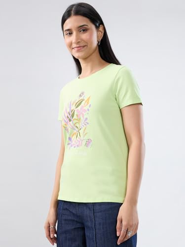 Women Spykar Green Graphic Regular Fit T-Shirt