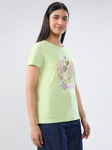 Women Spykar Green Graphic Regular Fit T-Shirt