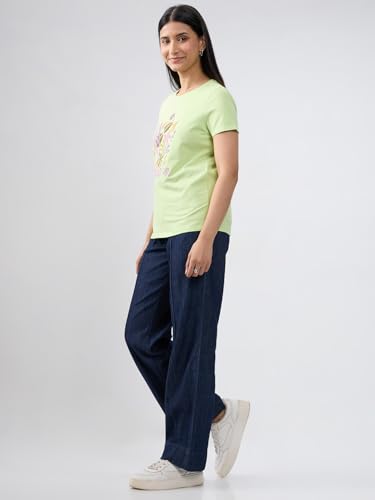Women Spykar Green Graphic Regular Fit T-Shirt