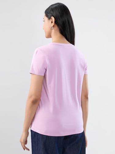 Women Spykar Purple Graphic Regular Fit T-Shirt