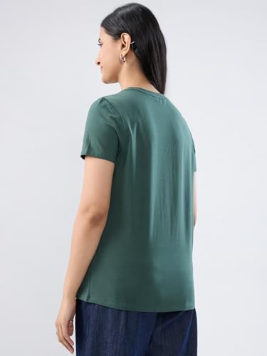 Women Spykar Green Graphic Regular Fit T-Shirt