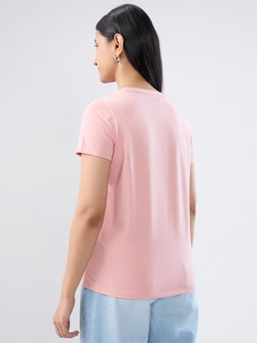 Women Spykar Pink Graphic Regular Fit T-Shirt
