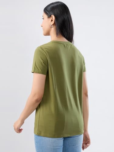 Women Spykar Green Graphic Regular Fit T-Shirt