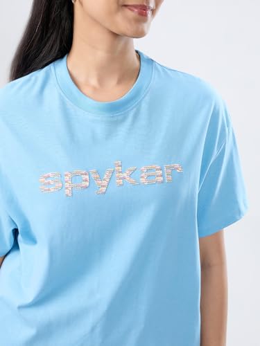 Women Spykar Blue Graphic Oversized Fit T-Shirt