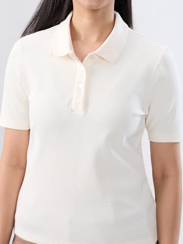 Women Spykar White Solid Regular Fit T-Shirt