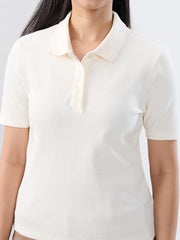 Women Spykar White Solid Regular Fit T-Shirt