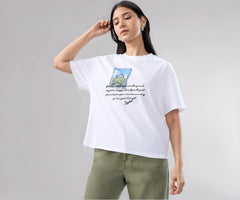 Women Spykar White Graphic Oversized Fit T-Shirt