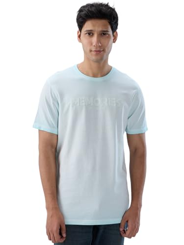 Men Spykar Blue Graphic Regular Fit T-Shirt