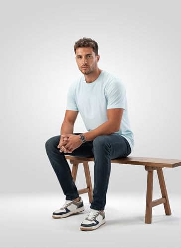Men Spykar Blue Graphic Regular Fit T-Shirt