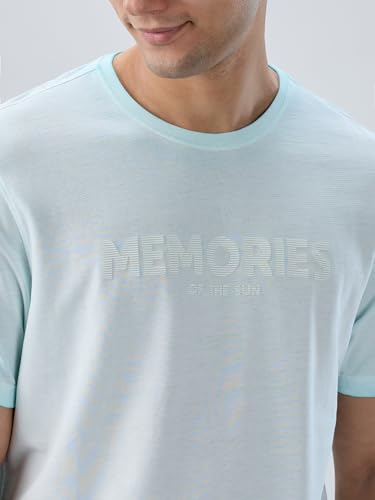 Men Spykar Blue Graphic Regular Fit T-Shirt