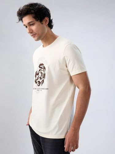 Men Spykar White Graphic Regular Fit T-Shirt