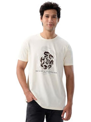 Men Spykar White Graphic Regular Fit T-Shirt