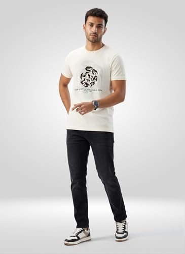 Men Spykar White Graphic Regular Fit T-Shirt