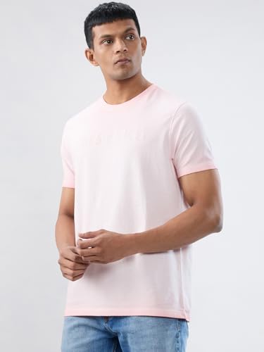 Men Spykar Pink Graphic Regular Fit T-Shirt