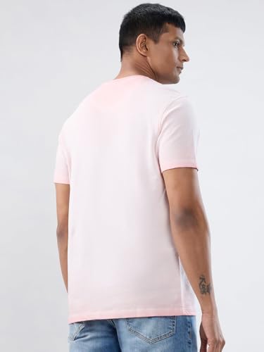 Men Spykar Pink Graphic Regular Fit T-Shirt