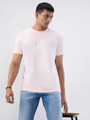 Men Spykar Pink Graphic Regular Fit T-Shirt
