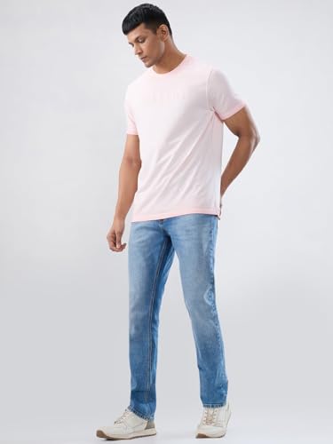 Men Spykar Pink Graphic Regular Fit T-Shirt