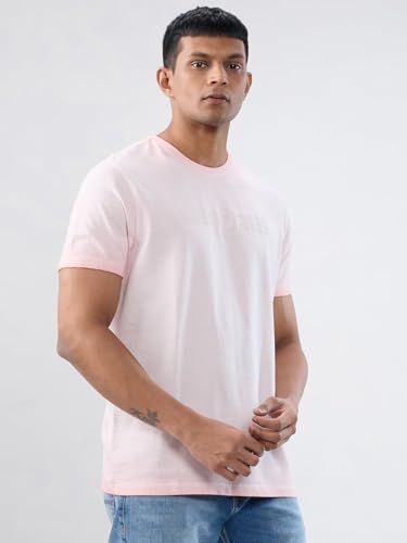 Men Spykar Pink Graphic Regular Fit T-Shirt