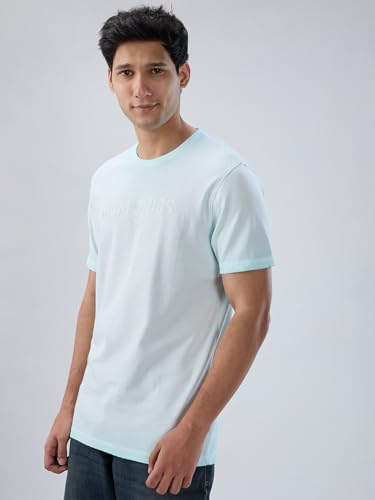 Men Spykar Blue Graphic Regular Fit T-Shirt