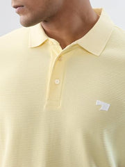 Men Spykar Yellow Textured Regular Fit T-Shirt