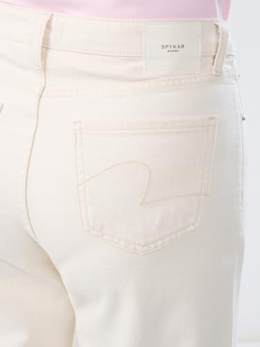 Women Spykar White Solid Wide Leg High Rise Jeans