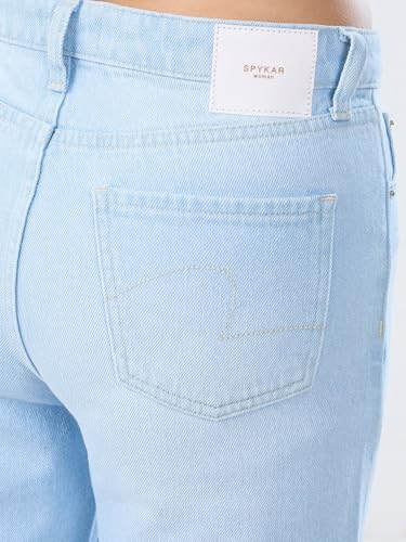 Women Spykar Blue Solid Wide Leg High Rise Jeans