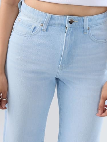Women Spykar Blue Solid Wide Leg High Rise Jeans
