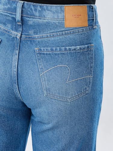 Women Spykar Blue Solid Wide Leg High Rise Jeans