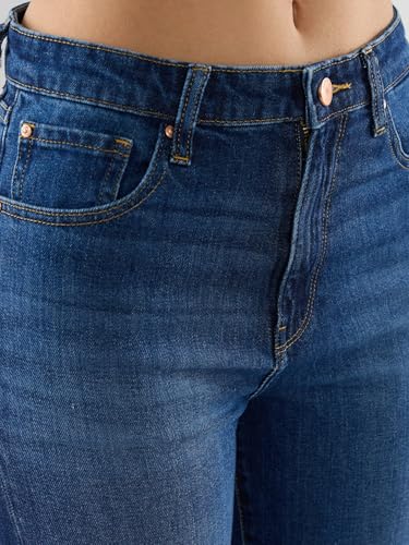 Spykar Women Blue Solid Wide Leg High Rise Jeans