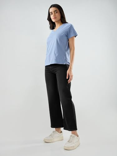 Spykar Women Black Solid Wide Leg High Rise Jeans