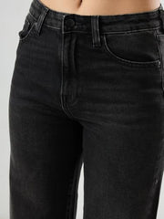 Spykar Women Black Solid Wide Leg High Rise Jeans
