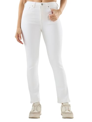 Spykar Women White Solid Boot Cut Fit High Rise Jeans