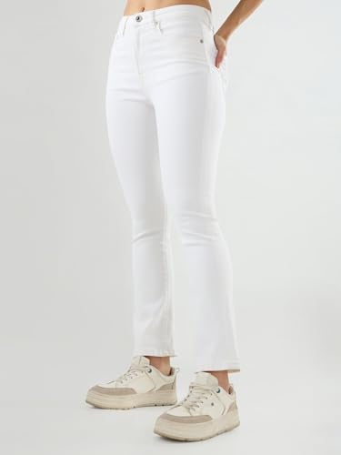 Spykar Women White Solid Boot Cut Fit High Rise Jeans