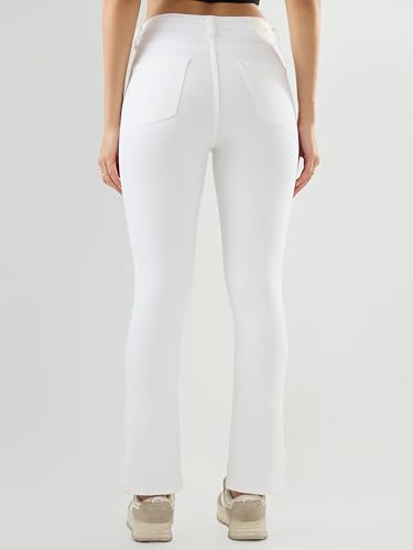 Spykar Women White Solid Boot Cut Fit High Rise Jeans
