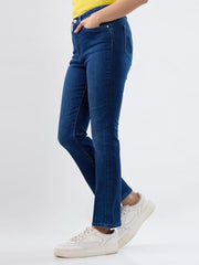 Women Spykar Blue Solid Boot Cut Fit High Rise Jeans