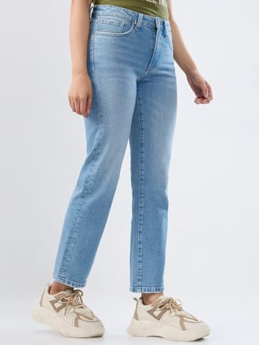 Women Spykar Blue Solid Slim Fit Mid Rise Jeans