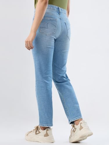 Women Spykar Blue Solid Slim Fit Mid Rise Jeans