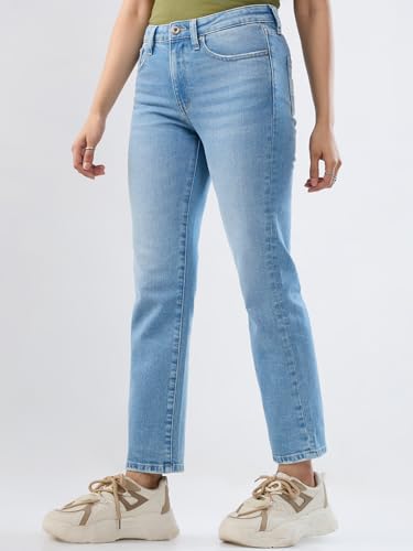 Women Spykar Blue Solid Slim Fit Mid Rise Jeans