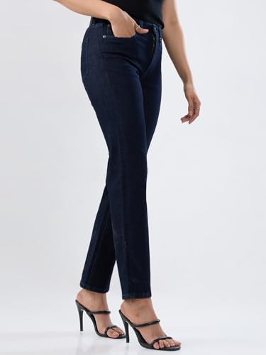 Women Spykar Blue Solid Slim Fit Mid Rise Jeans