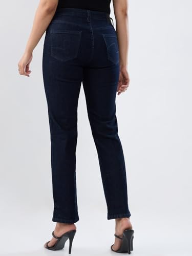 Women Spykar Blue Solid Slim Fit Mid Rise Jeans