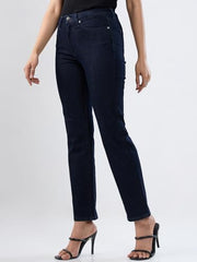 Women Spykar Blue Solid Slim Fit Mid Rise Jeans