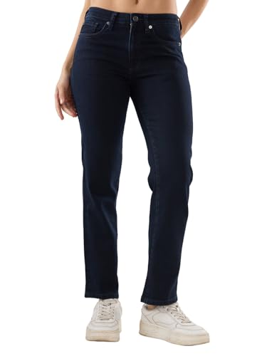 Spykar Women Blue Solid Slim Fit Mid Rise Jeans