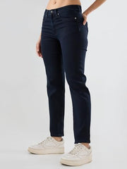 Spykar Women Blue Solid Slim Fit Mid Rise Jeans