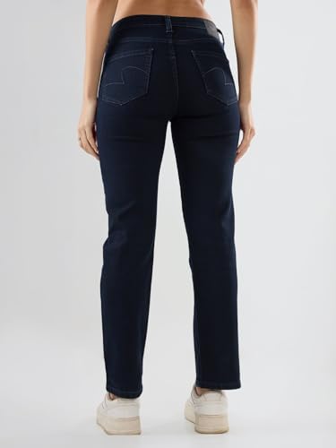 Spykar Women Blue Solid Slim Fit Mid Rise Jeans