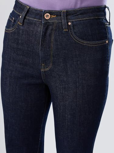 Women Spykar Blue Solid Flare Leg Mid Rise Jeans