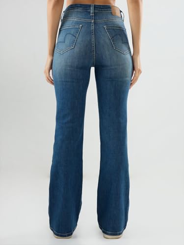 Spykar Women Blue Solid Flare Leg Mid Rise Jeans